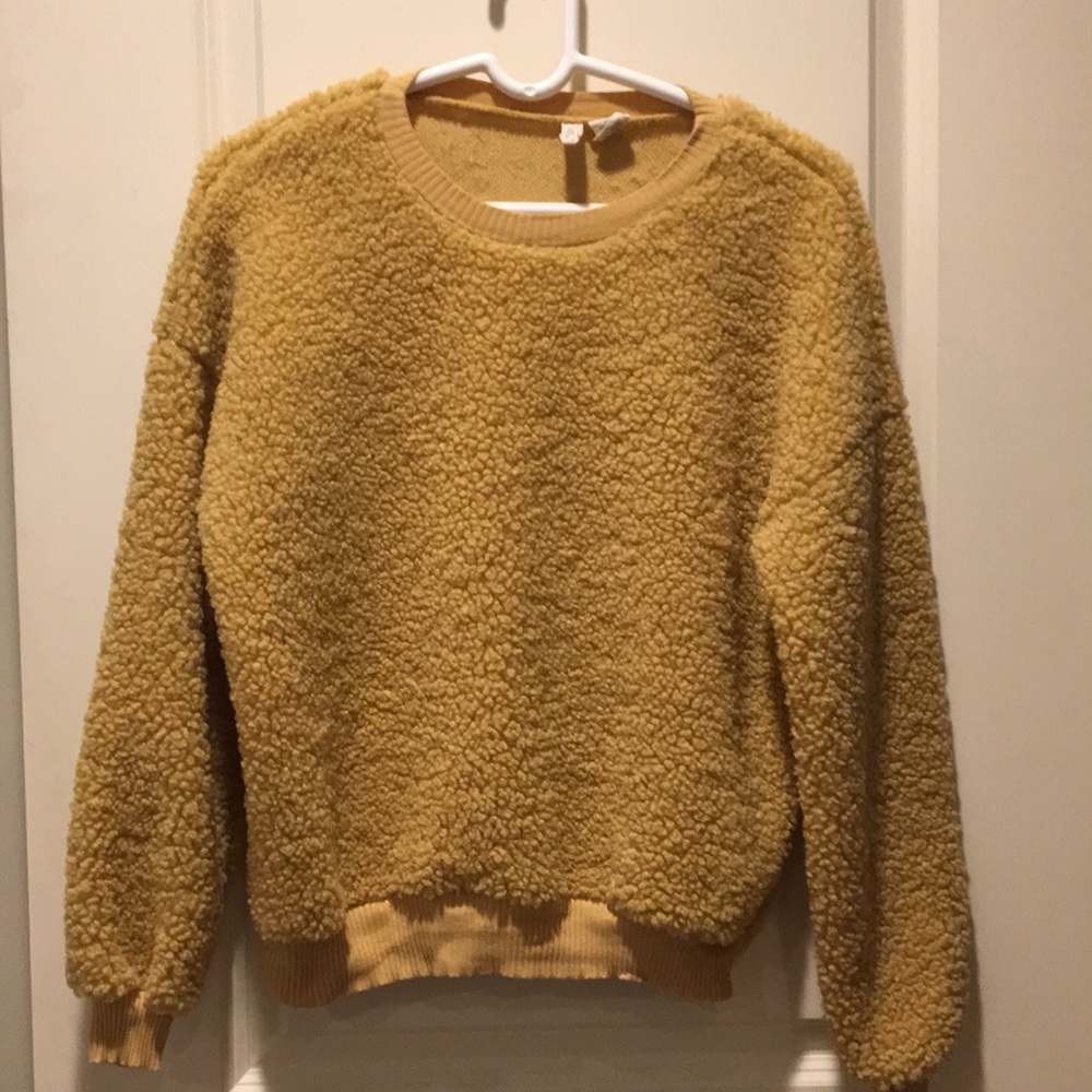 Sky & Sparrow Sherpa women crew neck pullover long sleeve size M yellowish gold